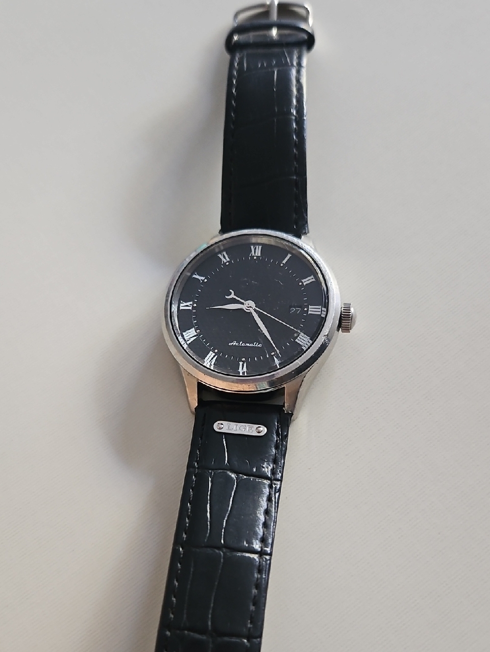 Seiko Automatic Black Leather Strap Men's Watch SRP769J2 In Working Condition